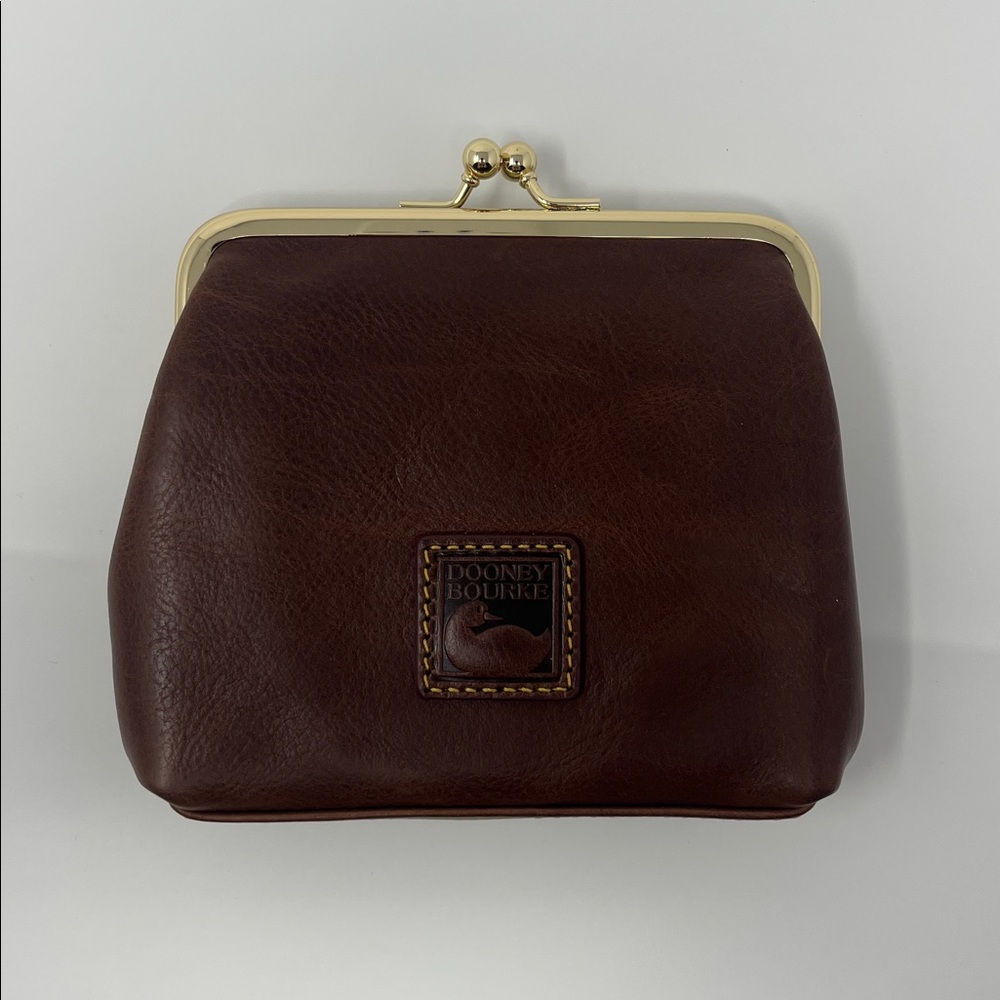 Dooney & Bourke Florentine Leather Large Framed Kisslock Coin Purse - Chestnut